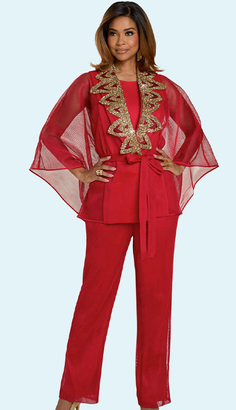 Donna Vinci 5866- RED Ladies Church Suit
