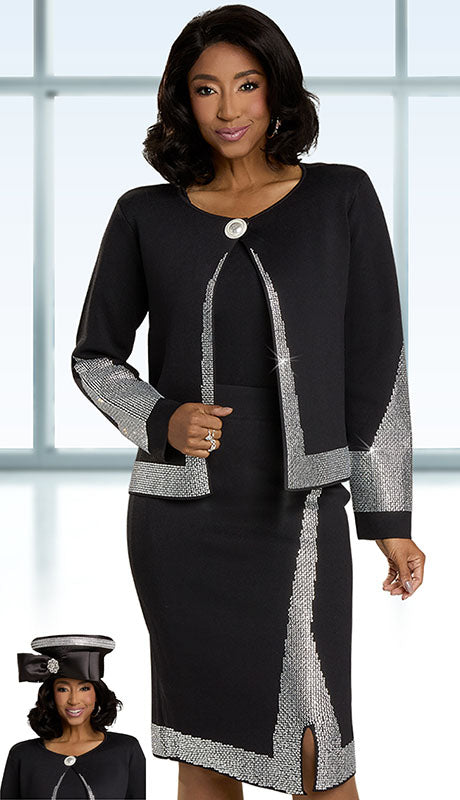 Donna Vinci Knit 13435-BLK-QS Womens Church Suit