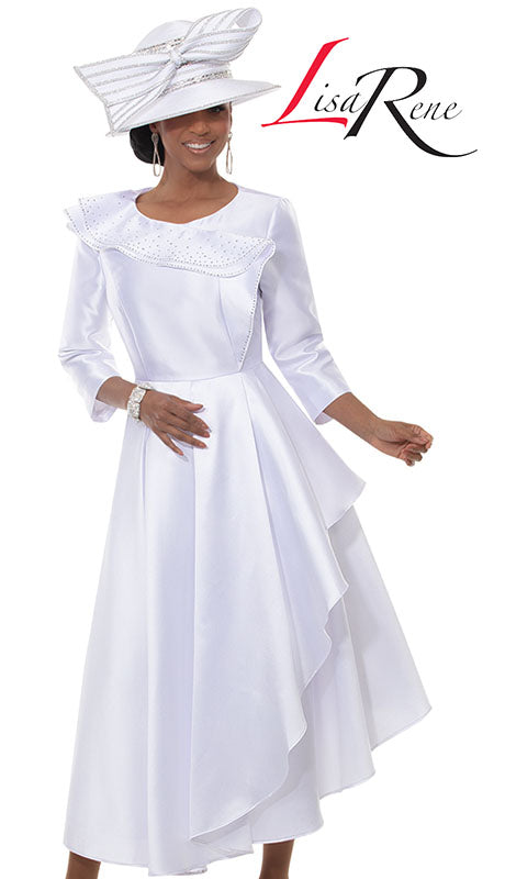 long white church dress Nubiano 100311-WHT-IH Church Dress White / 24W