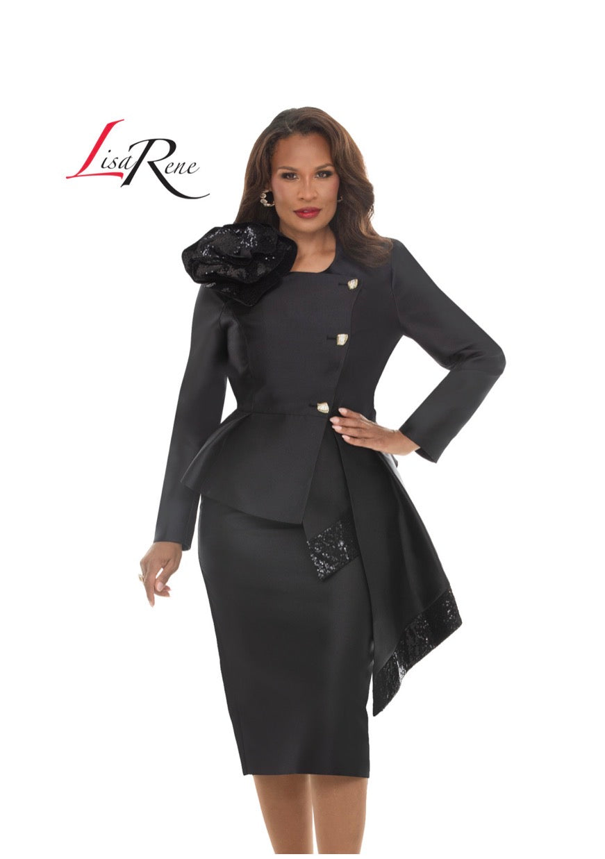 Lisa Rene Style 66972 Black Two-Piece Church Suit