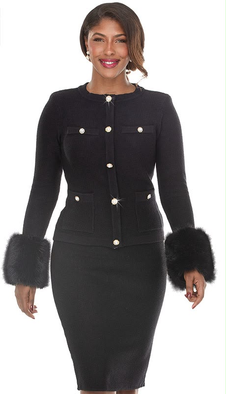 Donna Vinci Knit 13470-BLK Womens Church Suit
