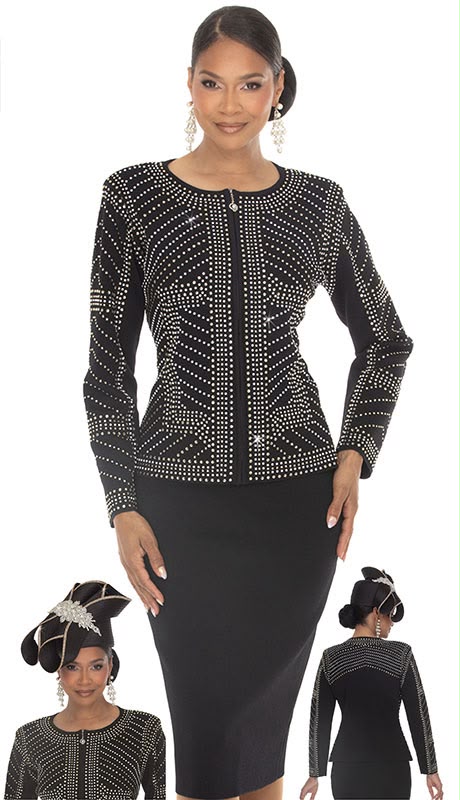 Donna Vinci Knit 1341 BLK Womens Church Suit