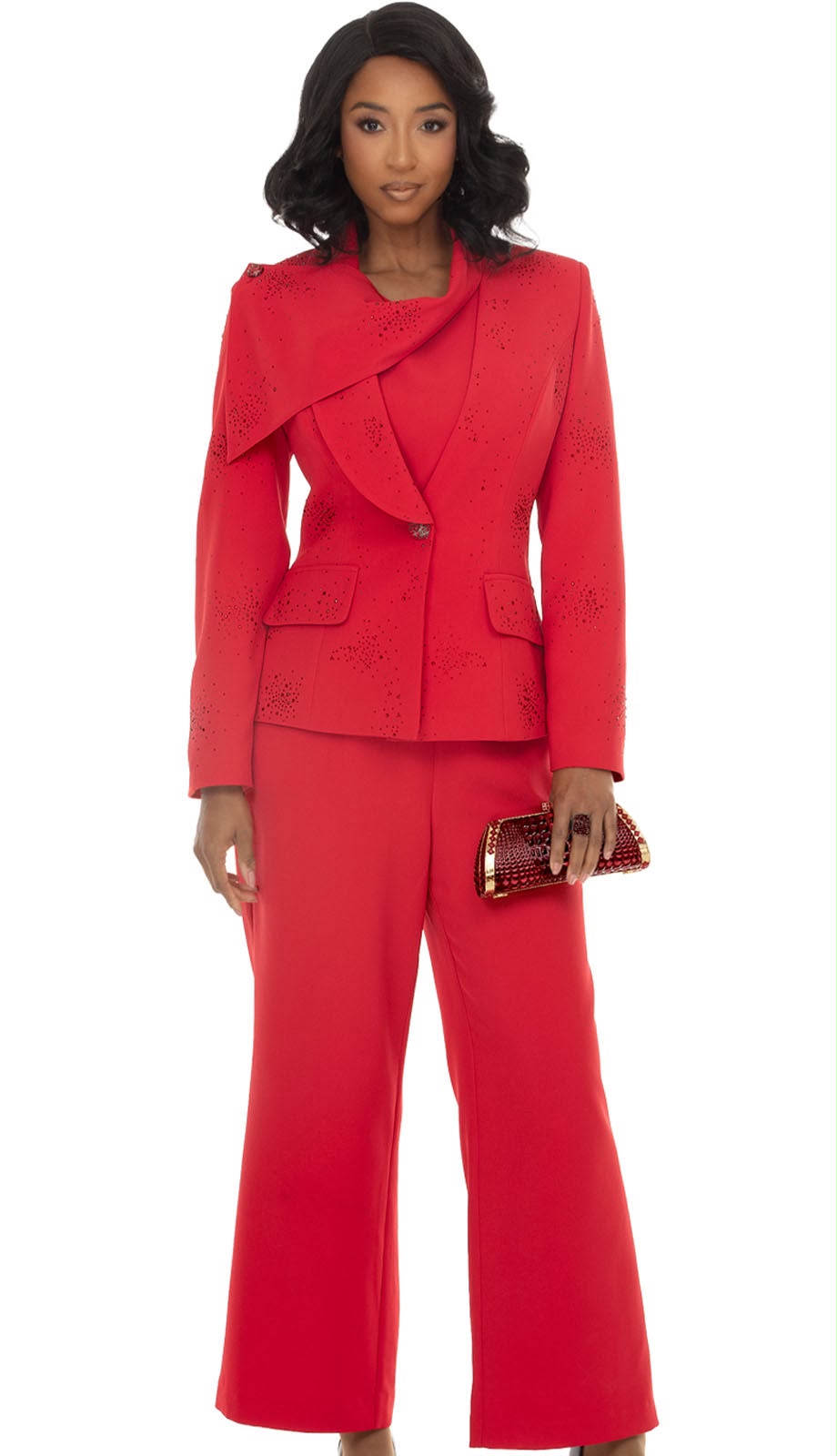 Donna Vinci 12278-RED Ladies Pant Suit