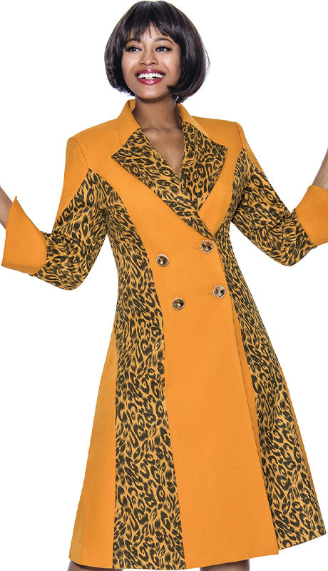 Terramina 7036-IH (1 pc Novelty Womens Coat Dress With Animal Print Stripes)