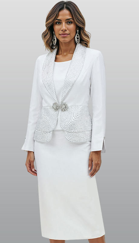 Donna Vinci 12272 - WHT Ladies Church Suit