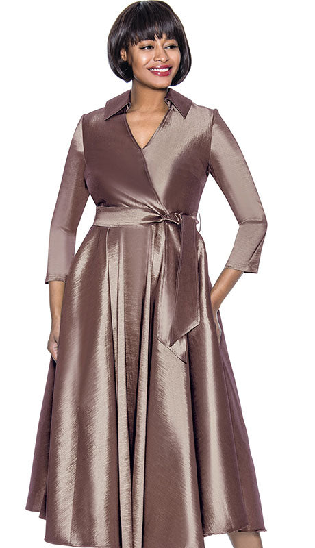 Terramina 7869-CHM 1pc Silk Look Womens Church Dress With Sash