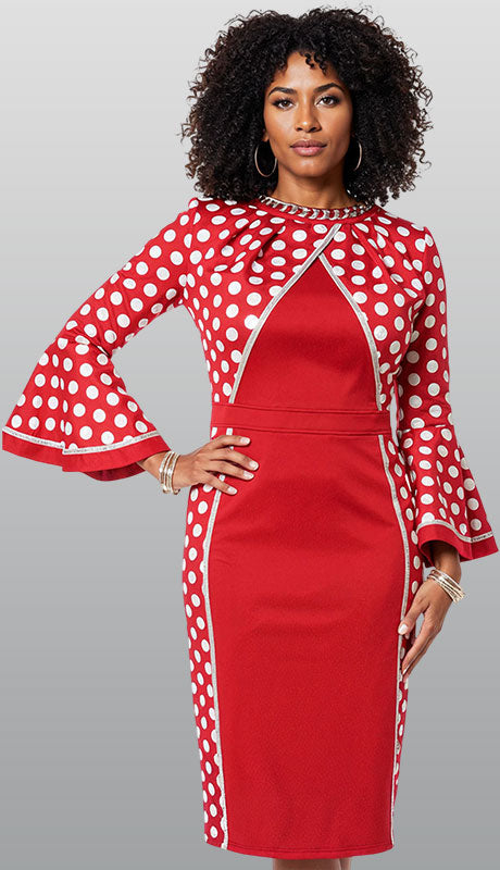 Donna Vinci 12261 - RED- IH Ladies Church Dress