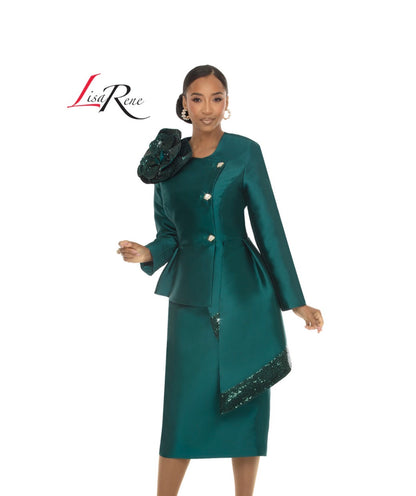 Emerald Elegance Church Suit 66972