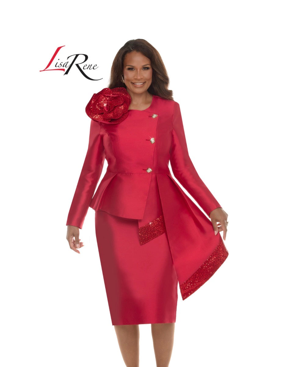Lisa Rene 66972 Red Two-Piece Church Suit