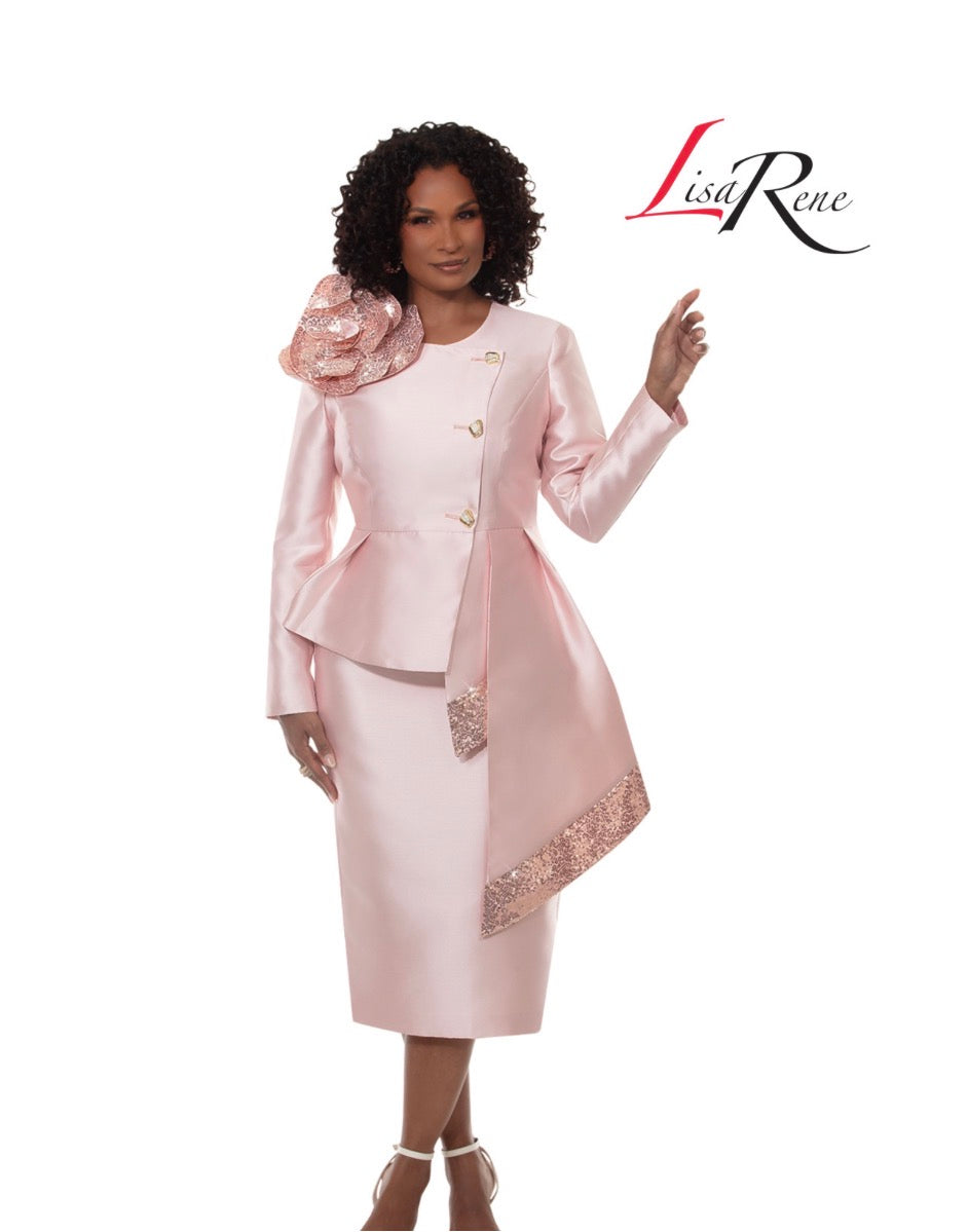 Lisa Rene Style 66972 Blush Pink Two-Piece Church Suit