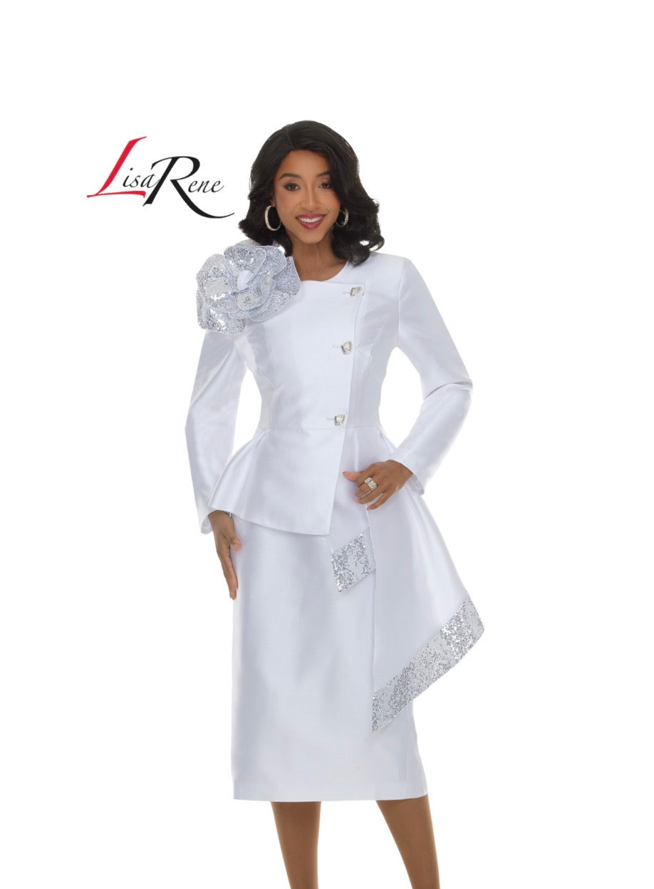 Lisa Rene Style 66972 White Two-Piece Church Suit
