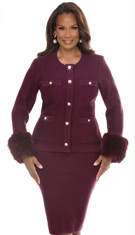 Donna Vinci Knit 1347-PLM Womens Church Suit