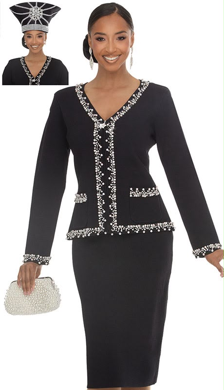 Donna Vinci Knit 13472-BLK Womens Church Suit