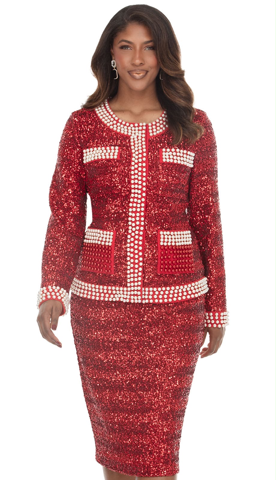 Donna Vici 12234-RED Ladies Church Suit
