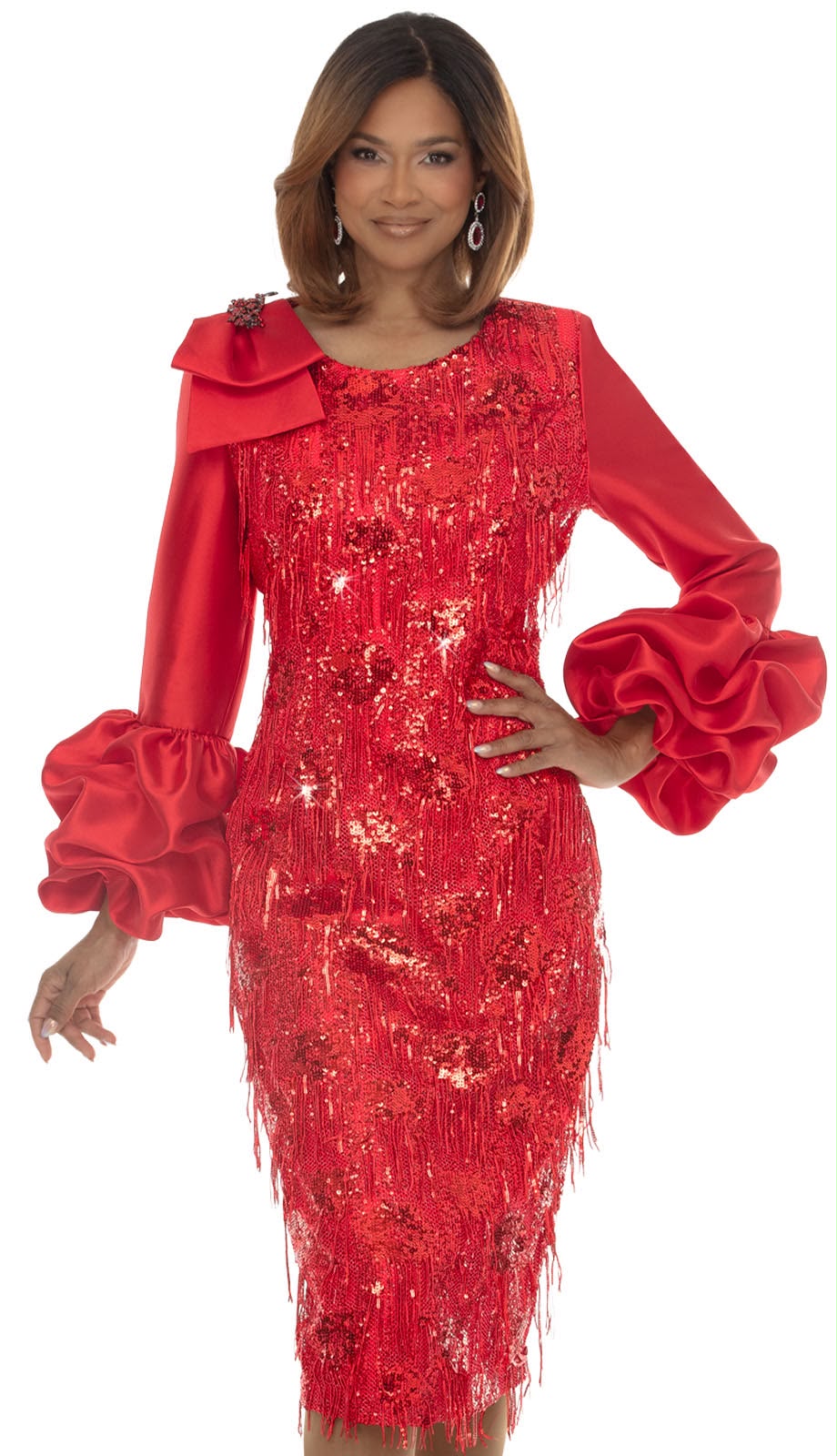 Donna Vinci 12276- RED Ladies Church Dress