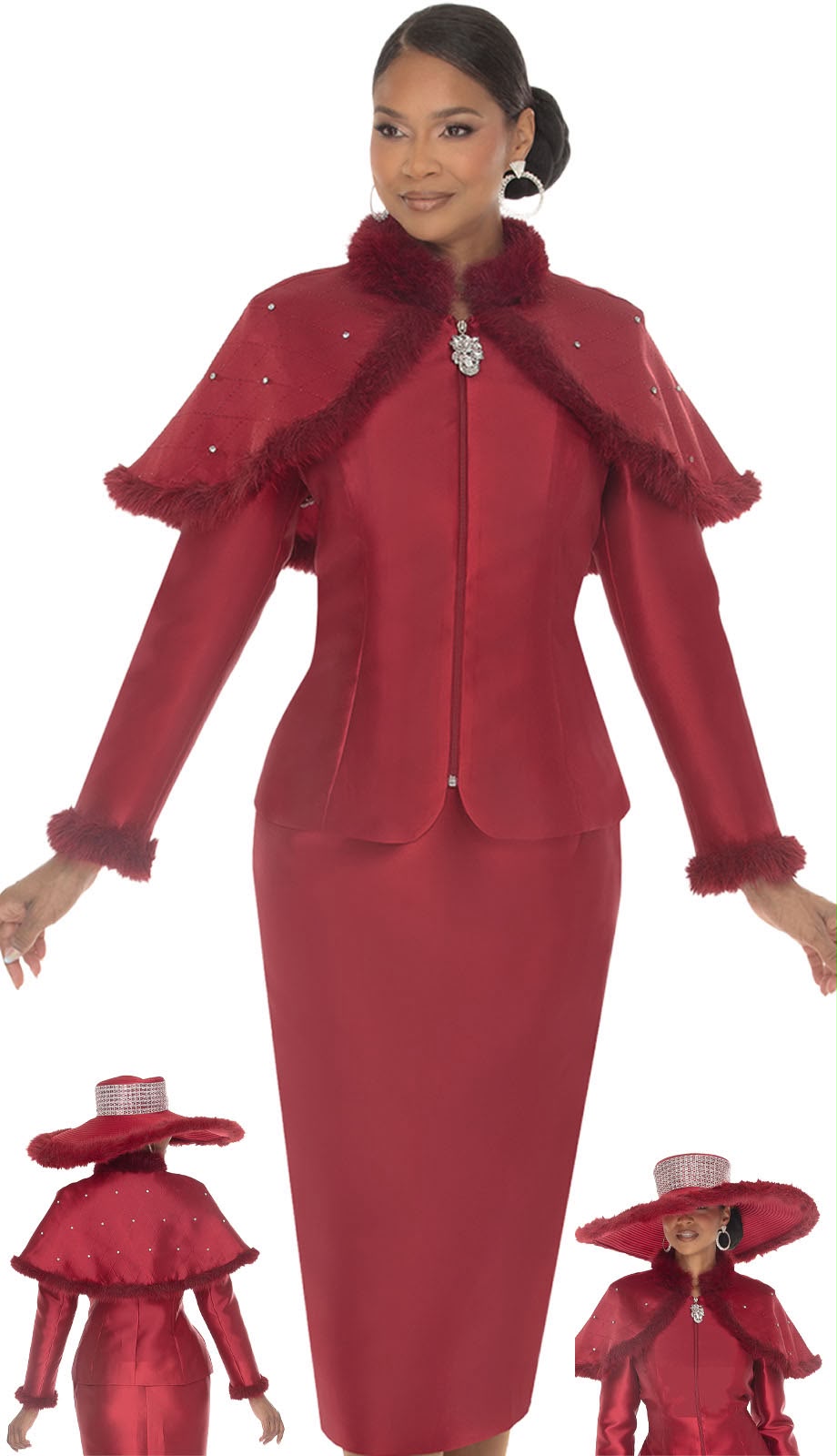 Donna Vinci 12240-BUR Ladies Church Suit