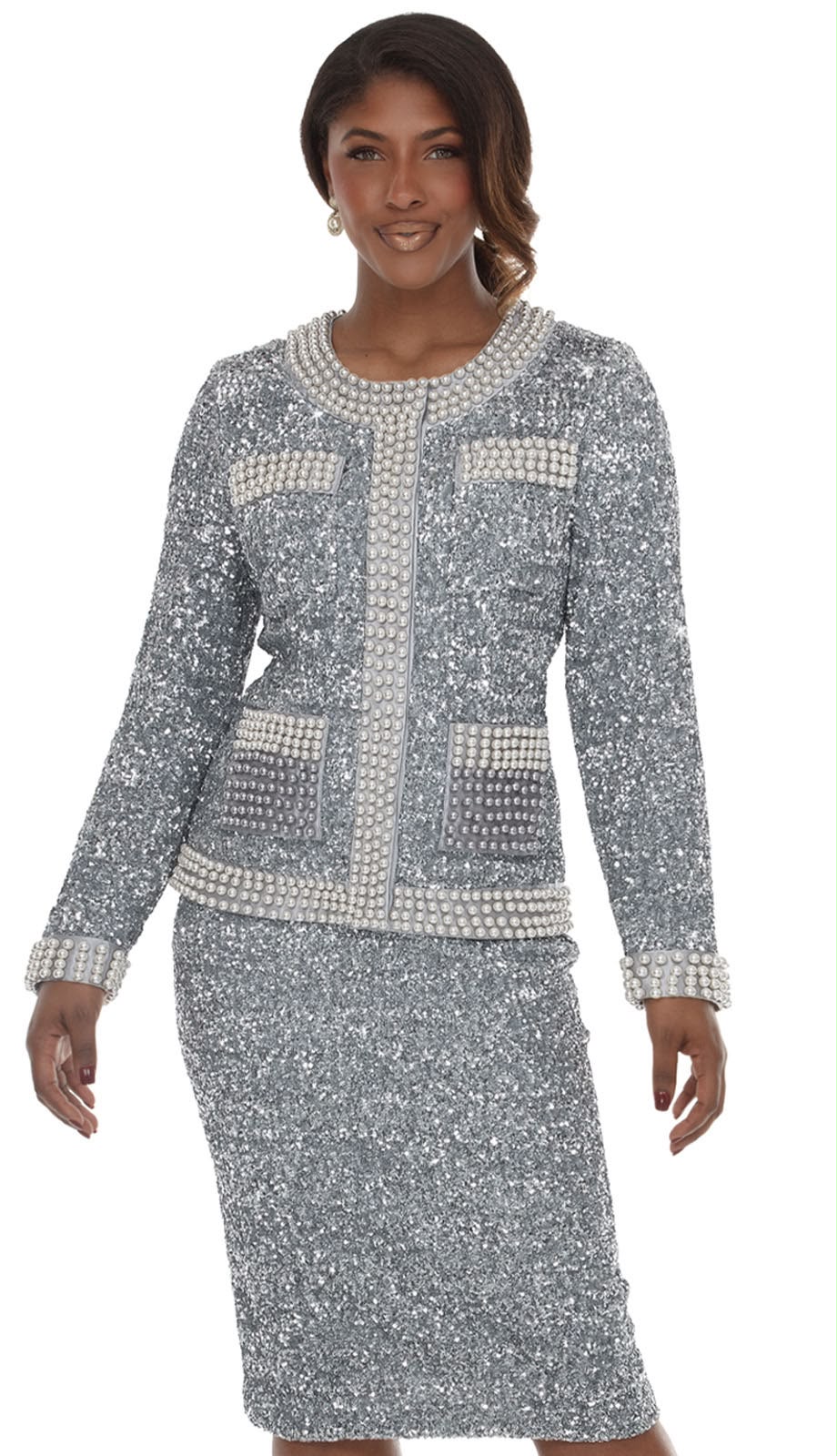 Donna Vinci 12234-SLV Ladies Church Suit
