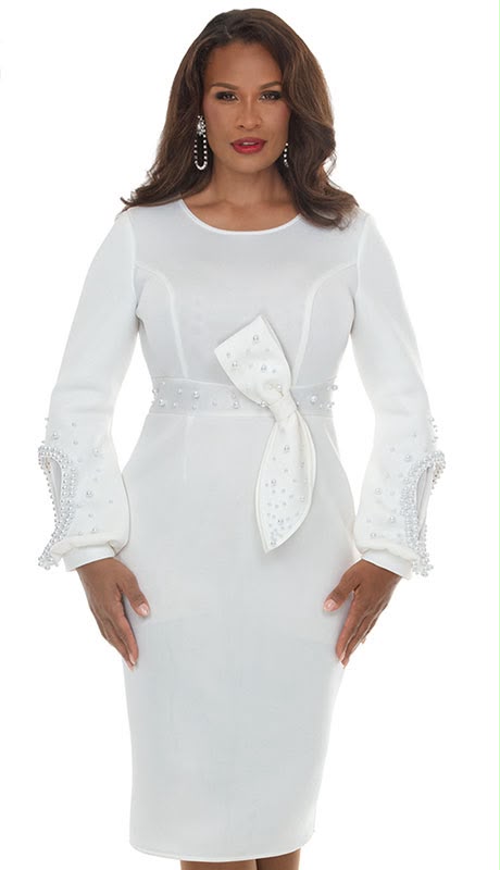 Lisa Rene 3378-WHT Ladies Church Dress